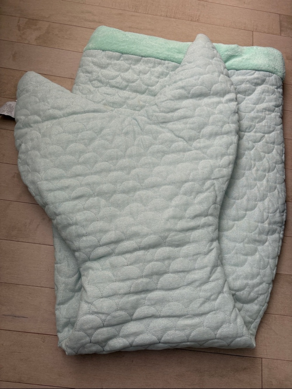 Bella Lux Quilted Kids mermaid tail blanket in Mint Green